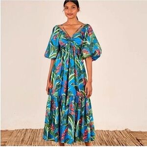 FARM Rio Dream Garden Floral Cotton Midi Dress